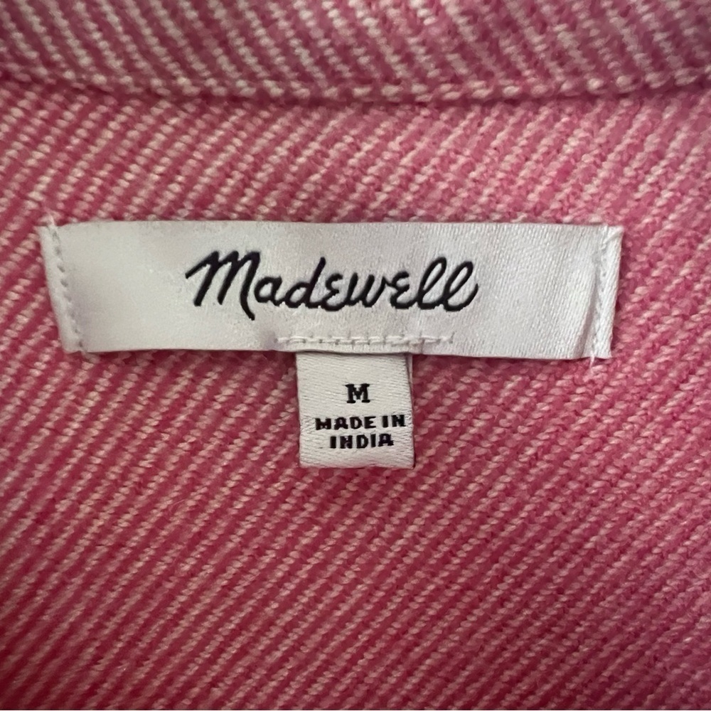 Madewell Flannel Cargo Button-Up Shirt in Nouveau Pink Melange. Size M - Picture 8 of 8